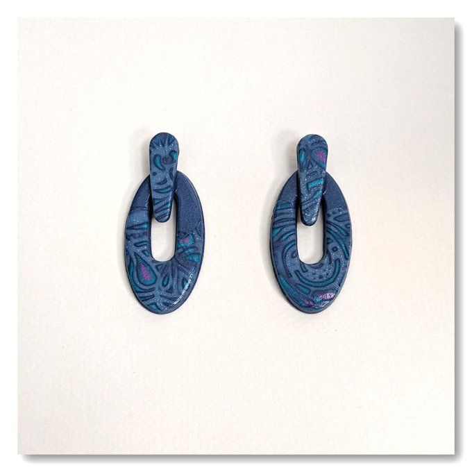 Boucles Ovale Bleu & Or