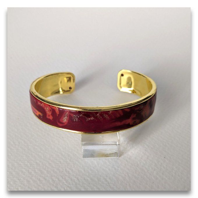 Bracelet Jonc Métal Bordeaux & Or 